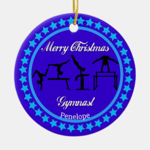 Merry Christmas Gymnast Ceramic Ornament