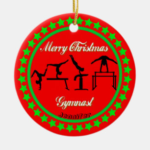 Merry Christmas Gymnast Ceramic Ornament