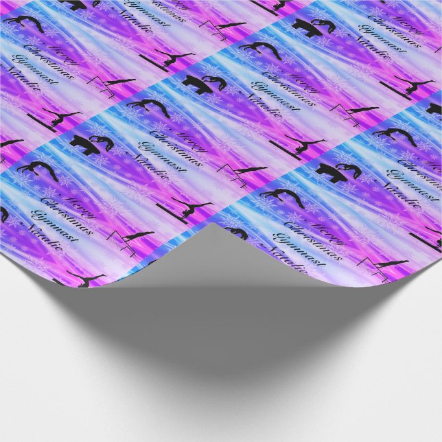 Merry Christmas Gymnast Custom Name   Wrapping Paper (Corner)