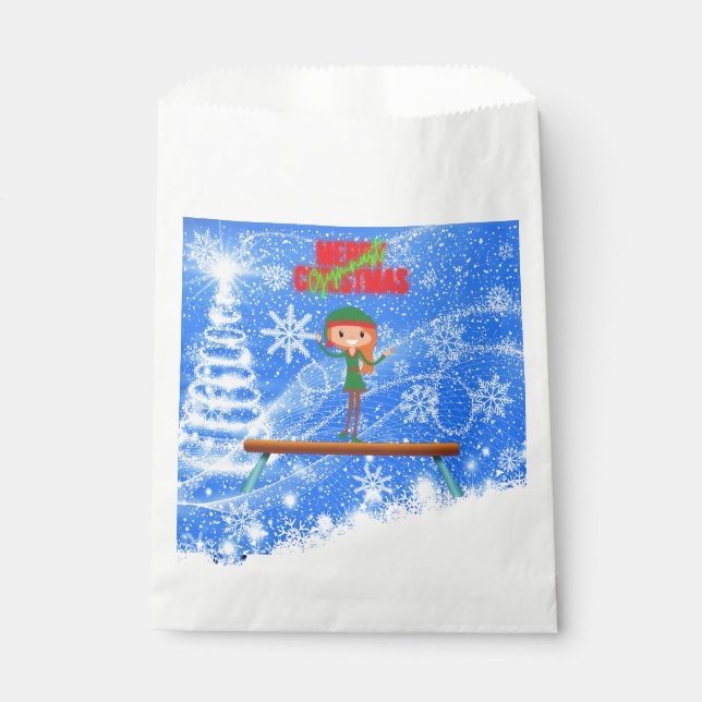 Merry Christmas Gymnast Elf Favour Bag (Front)