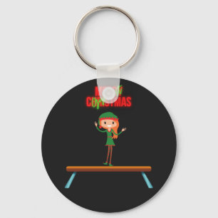 Merry Christmas Gymnast Elf Key Ring