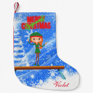 Merry Christmas Gymnast Elf Small Christmas Stocking
