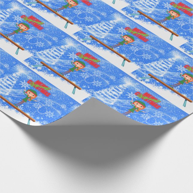 Merry Christmas Gymnast Elf Wrapping Paper (Corner)