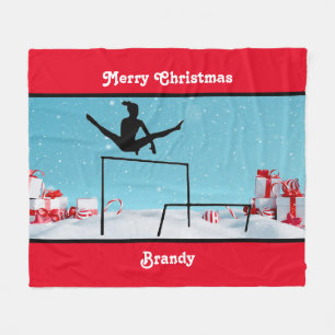 Merry Christmas Gymnastics Fleece Blanket