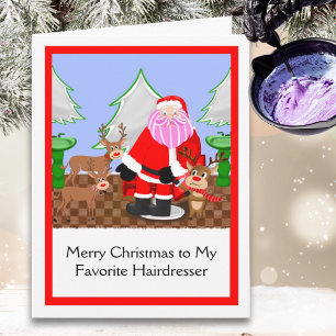 Merry Christmas Hairdresser Santa at Hair Salon  Card