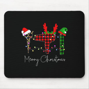 Merry Christmas Hairstylist Funny Tool Hairdresser Mouse Pad