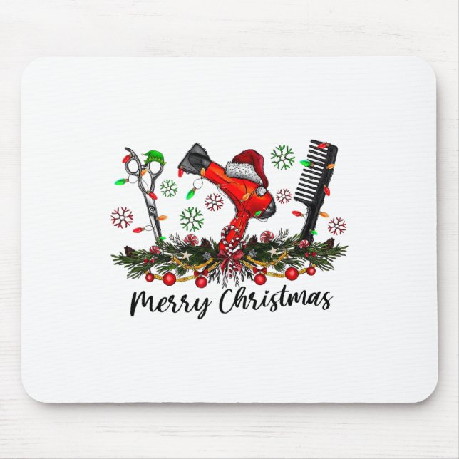 Merry Christmas Hairstylist Hairdresser Matching C Mouse Pad (Front)