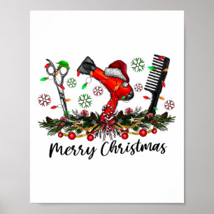 Merry Christmas Hairstylist Hairdresser Matching C Poster