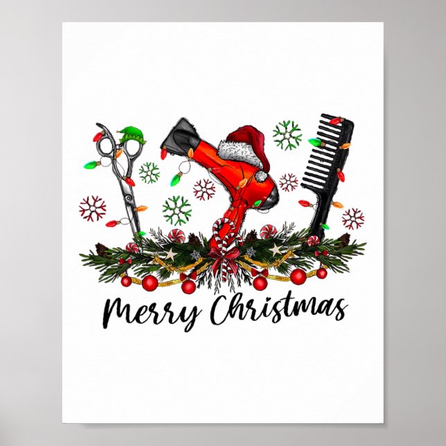 Merry Christmas Hairstylist Hairdresser Matching C Poster (Front)