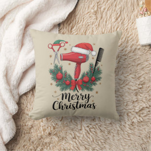 Merry Christmas Hairstylist Hairdresser Xmas Hair  Cushion
