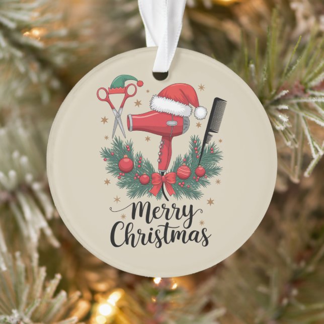 Merry Christmas Hairstylist Hairdresser Xmas Hair  Ornament (Tree)