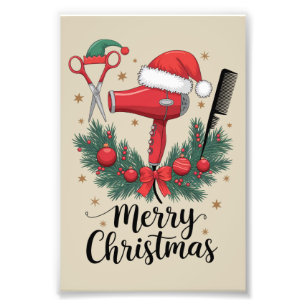 Merry Christmas Hairstylist Hairdresser Xmas Hair Photo Print