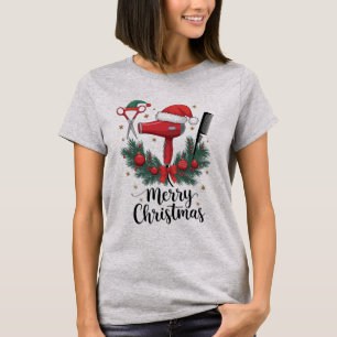 Merry Christmas Hairstylist Hairdresser Xmas Hair  T-Shirt