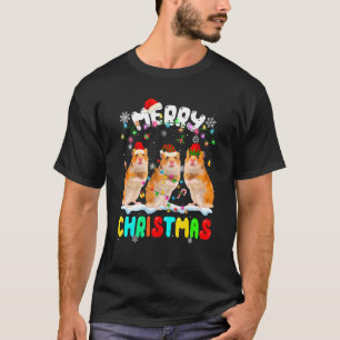 Merry Christmas Hamster Lover Santa Hat Xmas Light T-Shirt
