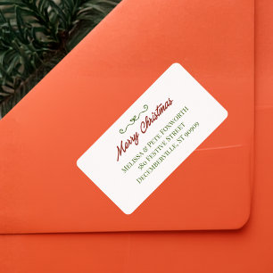 Merry Christmas Hand Drawn Bow Return Address Label