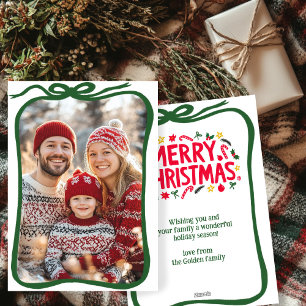 Merry Christmas Hand-Drawn CUSTOM PHOTO  Holiday Card