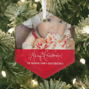 Merry Christmas Hand Drawn Lettering Snow Doodles Glass Tree Decoration