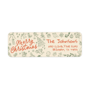 Merry Christmas Hand Drawn Return Address Label