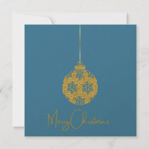 Merry Christmas Hand Illustrated Gold Bauble Card