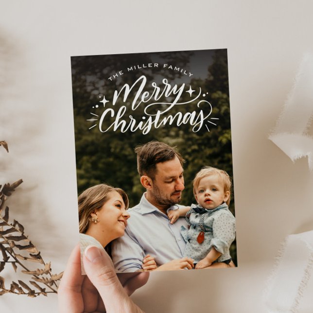 Merry Christmas Hand-Lettered Photo Holiday Card (Creator Uploaded)