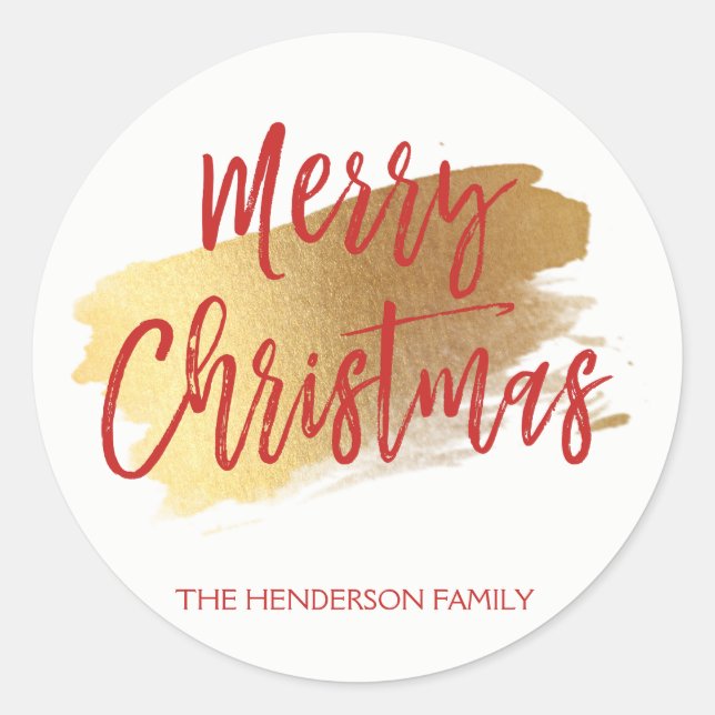 Merry Christmas Hand Lettered Script Christmas Classic Round Sticker (Front)