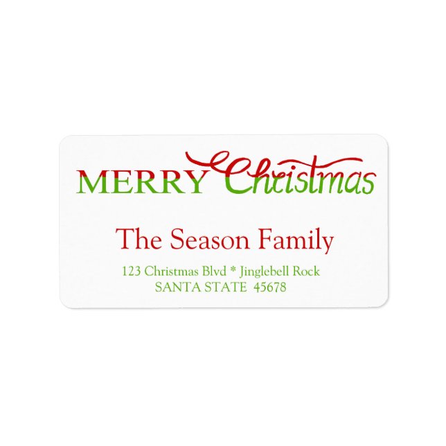Merry Christmas Hand Lettered Script Label (Front)
