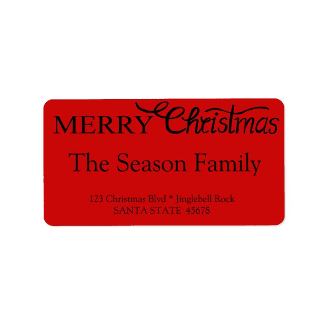 Merry Christmas Hand Lettered Script Label (Front)