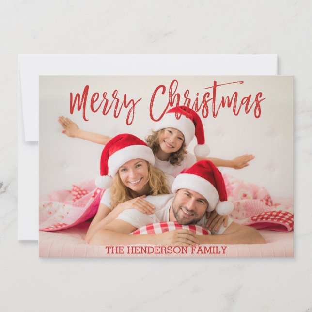 Merry Christmas Hand Lettered Script Photo Card (Front)