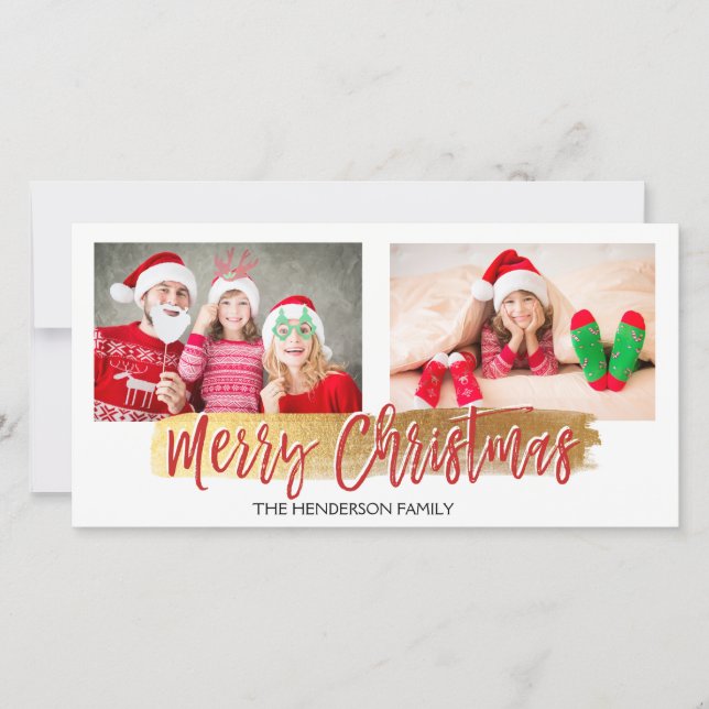 Merry Christmas Hand Lettered Script Photo Card (Front)