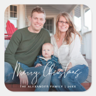 Merry Christmas Hand Lettered Script Photo Sticker