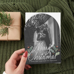 Merry Christmas Hand Lettering Holiday Photo Card