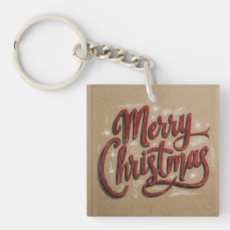 Merry Christmas Hand Lettering Key Ring