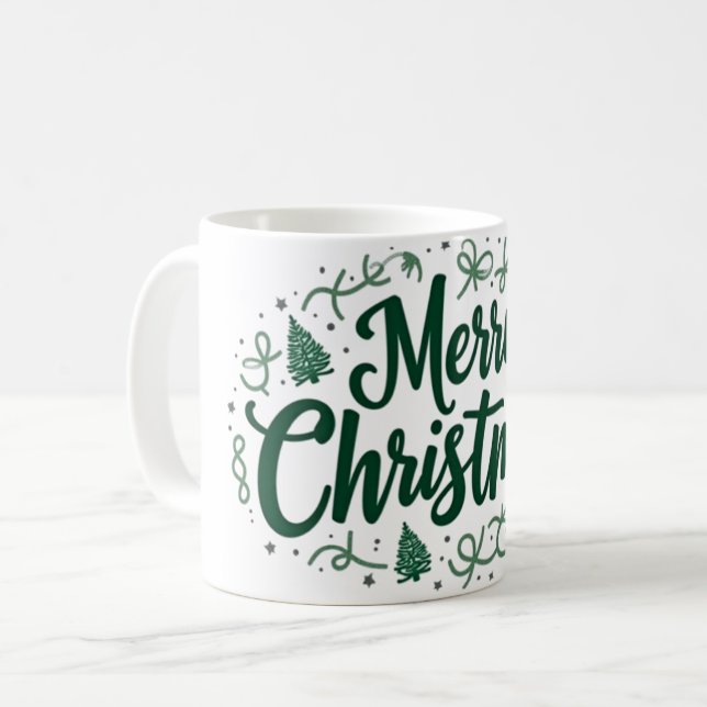 Merry Christmas Hand Lettering Mug (Front Left)