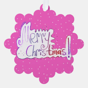 Merry Christmas hand lettering Paper Ornament Card