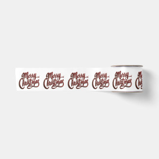Merry Christmas Hand Lettering Satin Ribbon
