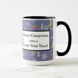 Merry Christmas Handdrawn Trees Snowflakes Flowers Mug