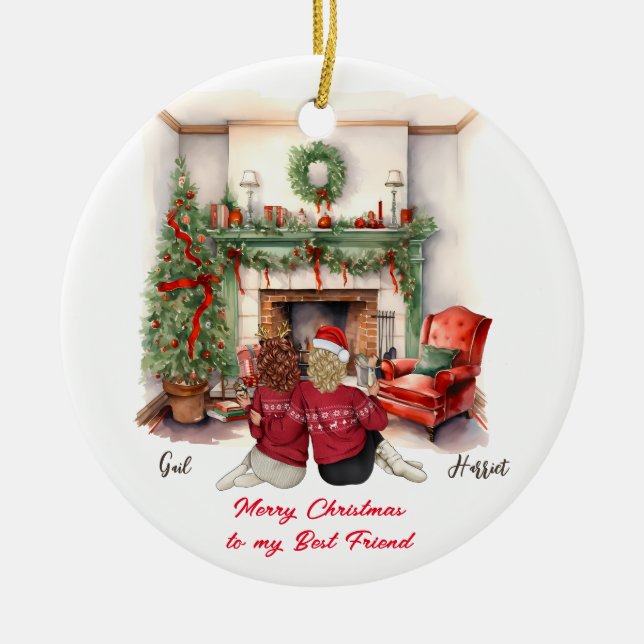 Merry Christmas Handmade Bestie Christmas ornament (Front)