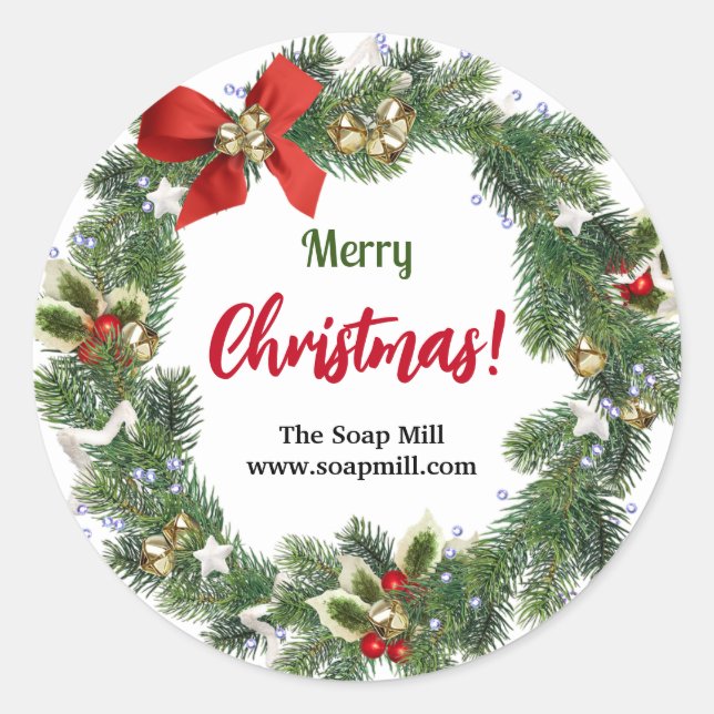Merry Christmas Handmade Soap Product Sticker (Front)