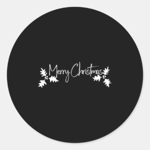 Merry Christmas Handwriting Script With Holly Classic Round Sticker