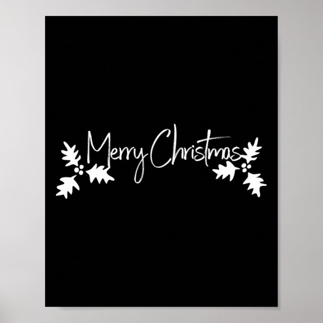 Merry Christmas Handwriting Script With Holly  Poster (Front)
