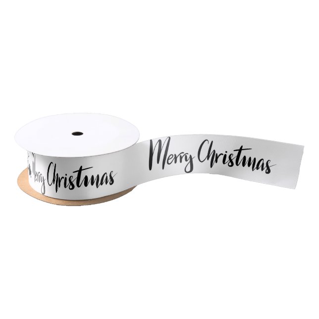 Merry Christmas | Handwritten Script Satin Ribbon (Spool)