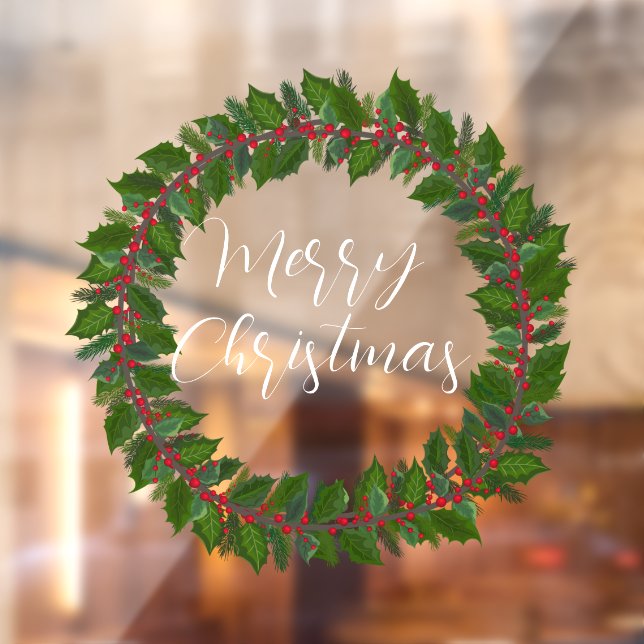 Merry Christmas handwritten text wreath Window Cli (Sheet 2)