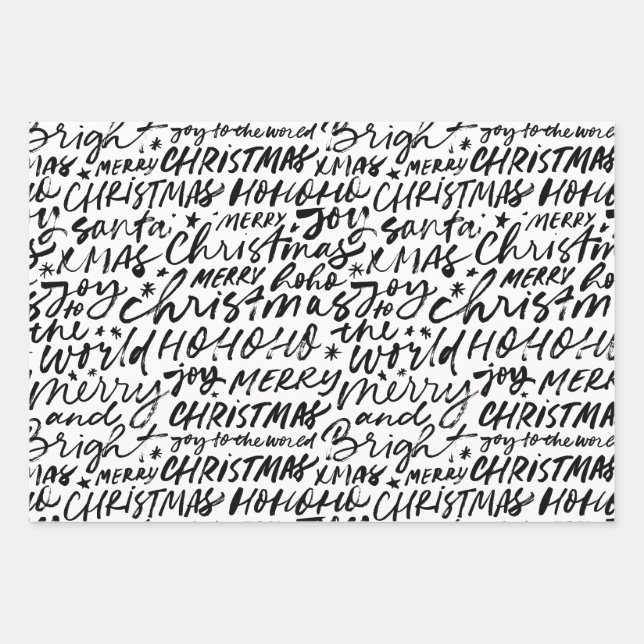 Merry Christmas Handwritten Wrapping Paper Sheet (Front)