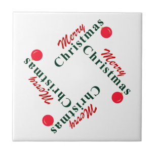 Merry Christmas, Hanging Ornament Elegant Holiday Ceramic Tile