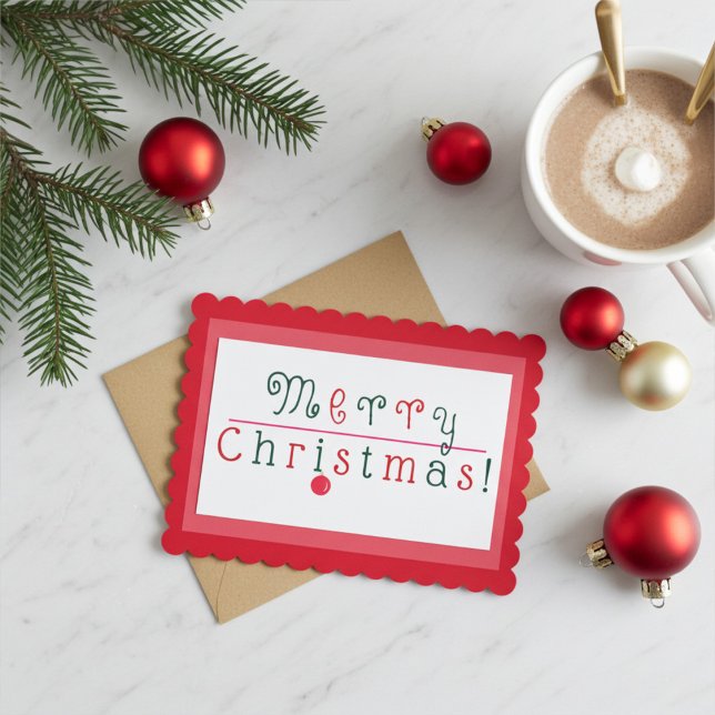 Merry Christmas, Hanging Ornament Red Christmas Card (Creator Uploaded)