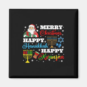 Merry Christmas Hanukkah Kwanzaa Jewish Afro Holid Magnet