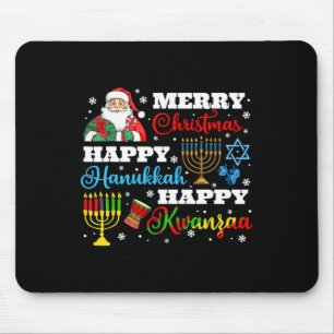 Merry Christmas Hanukkah Kwanzaa Jewish Afro Holid Mouse Pad