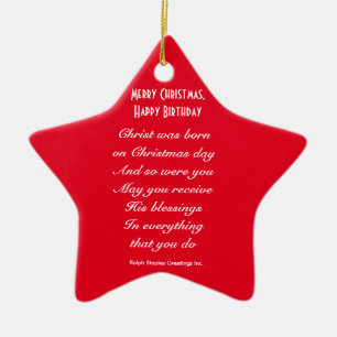 Merry Christmas happy birthday Ceramic Tree Decoration