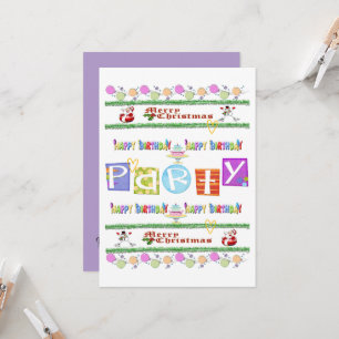 Merry Christmas Happy Birthday Invitation 