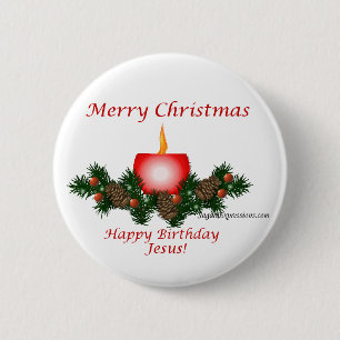 Merry Christmas, Happy Birthday Jesus!! 6 Cm Round Badge